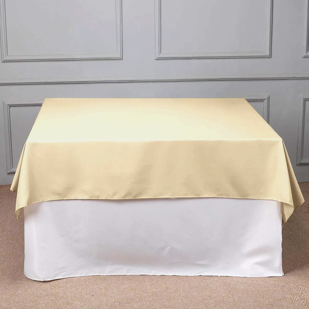 Polyester 70"x70" Table Overlay Square Tablecloth Beige - Wrinkle-Resistant & Durable Table Cover
