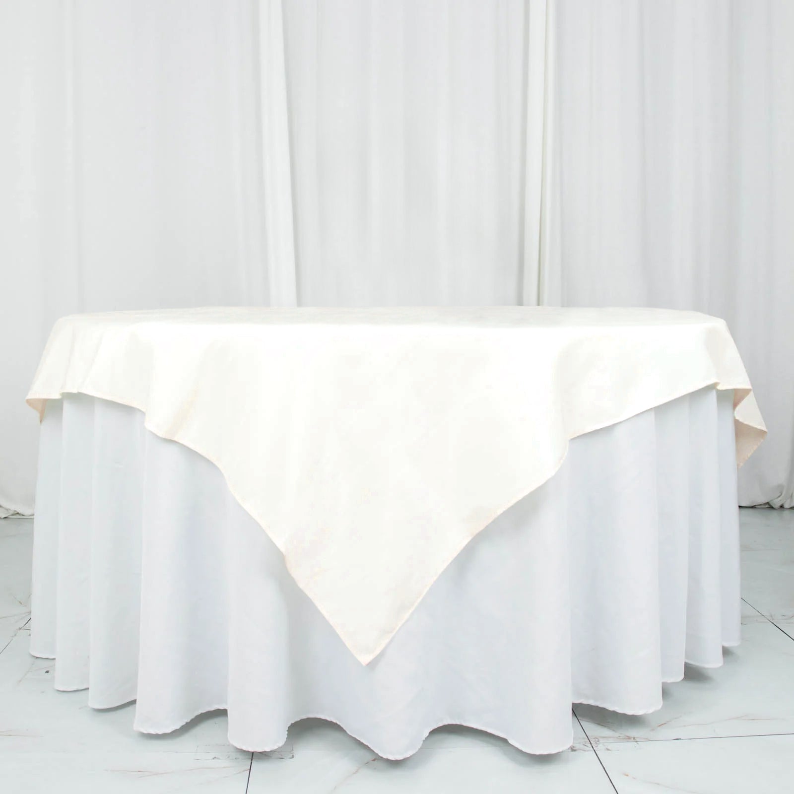 Premium Polyester 70"x70" Table Overlay Square Tablecloth Ivory 220GSM Wrinkle-Resistant Table Cover