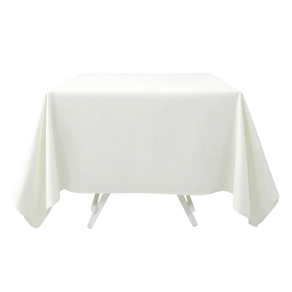 Premium Polyester Square Tablecloth 70"x70" Ivory 220GSM Wrinkle-Resistant Table Cover