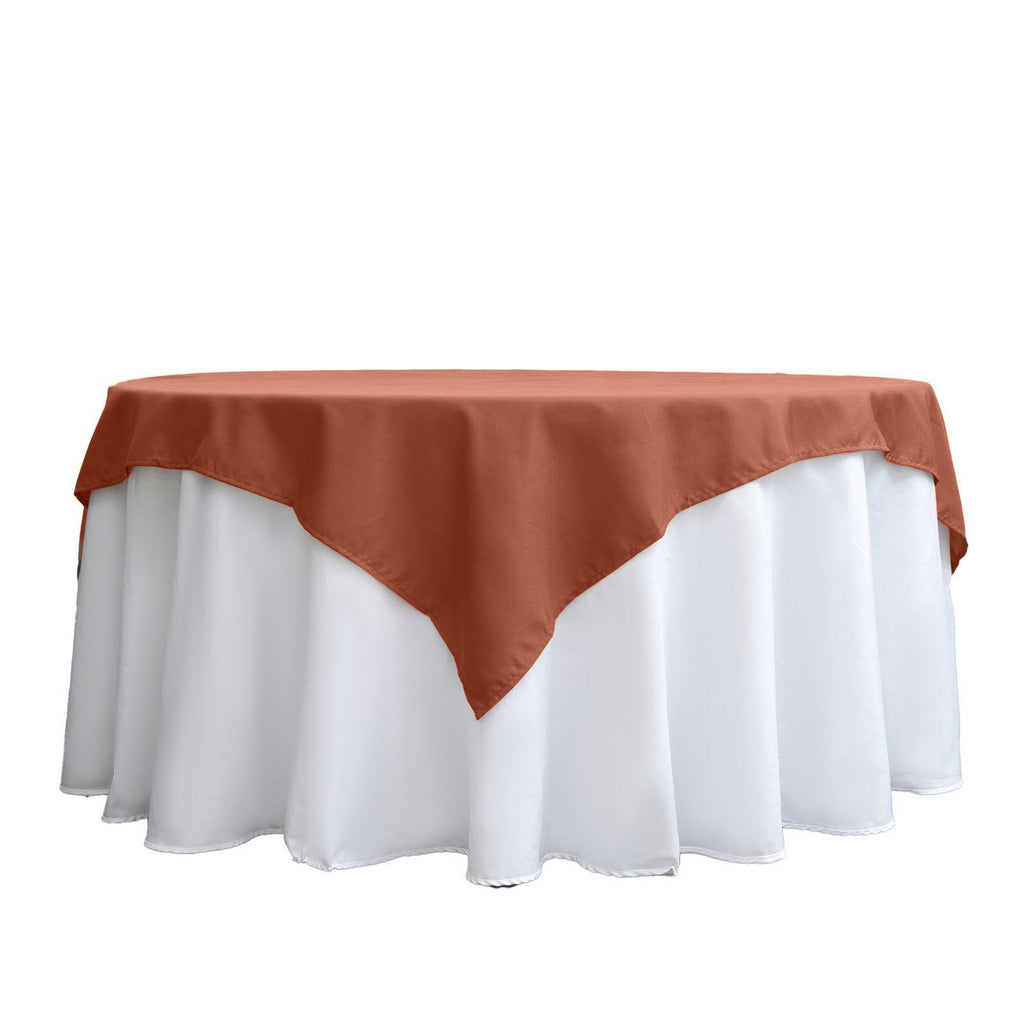 Polyester Square 70"x70" Tablecloth Terracotta (Rust) - Wrinkle-Resistant & Durable Table Cover