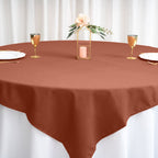 Polyester 70"x70" Table Overlay Square Tablecloth Terracotta (Rust) - Wrinkle-Resistant & Durable Table Cover