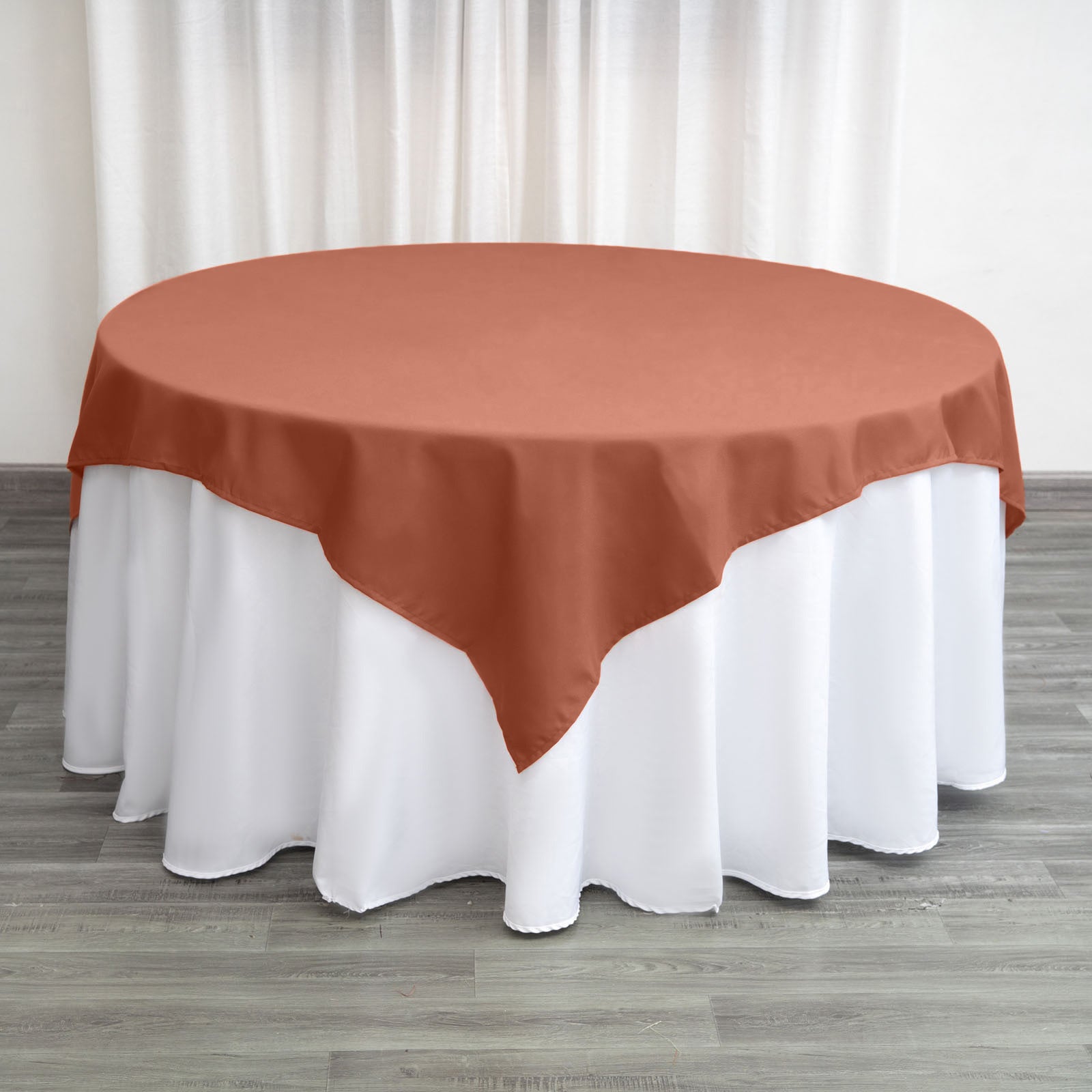 Polyester 70"x70" Table Overlay Square Tablecloth Terracotta (Rust) - Wrinkle-Resistant & Durable Table Cover