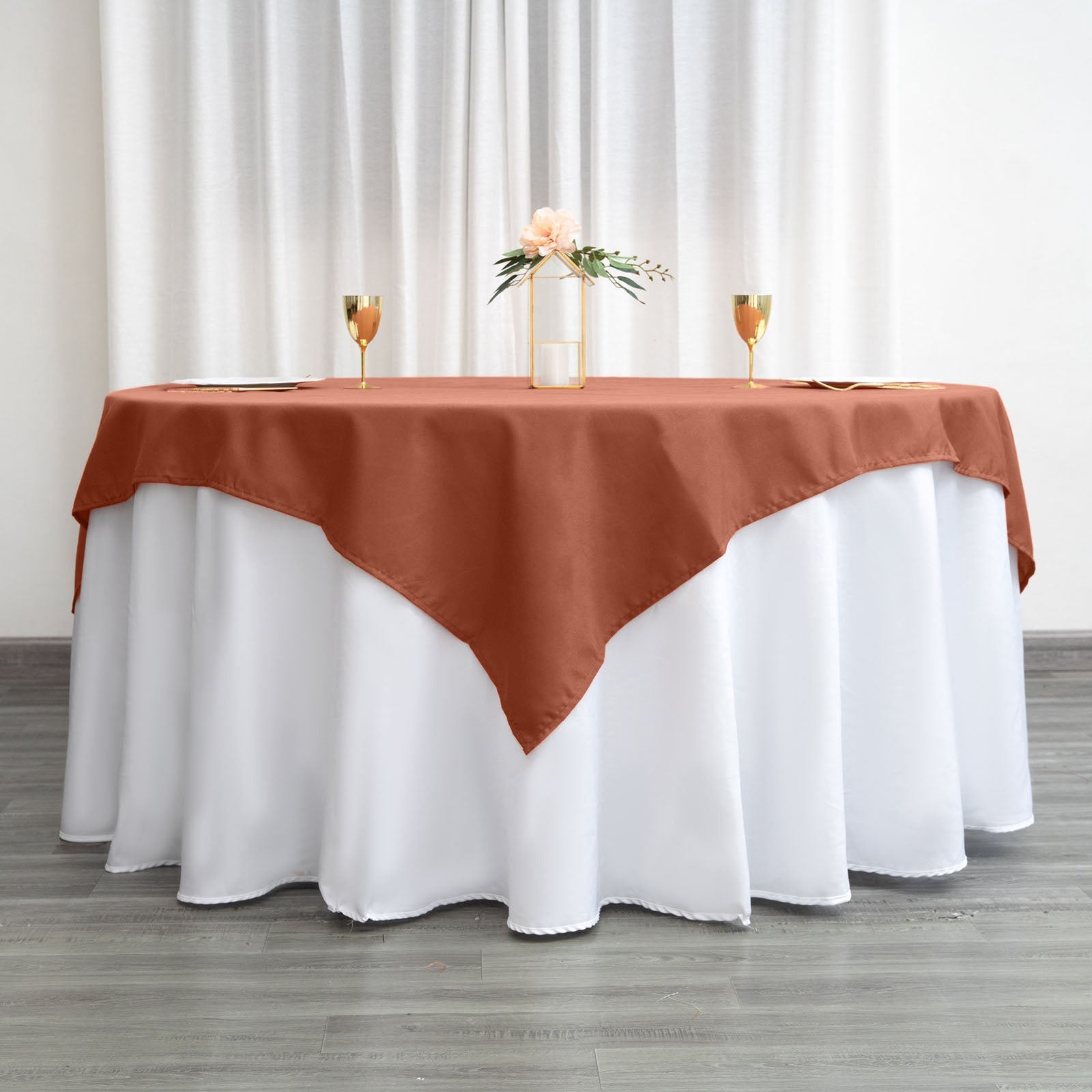 Polyester 70"x70" Table Overlay Square Tablecloth Terracotta (Rust) - Wrinkle-Resistant & Durable Table Cover
