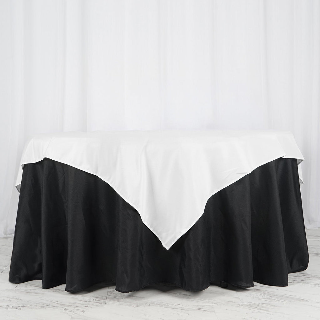 Polyester 70"x70" Table Overlay Square Tablecloth White - Wrinkle-Resistant & Durable Table Cover for Events
