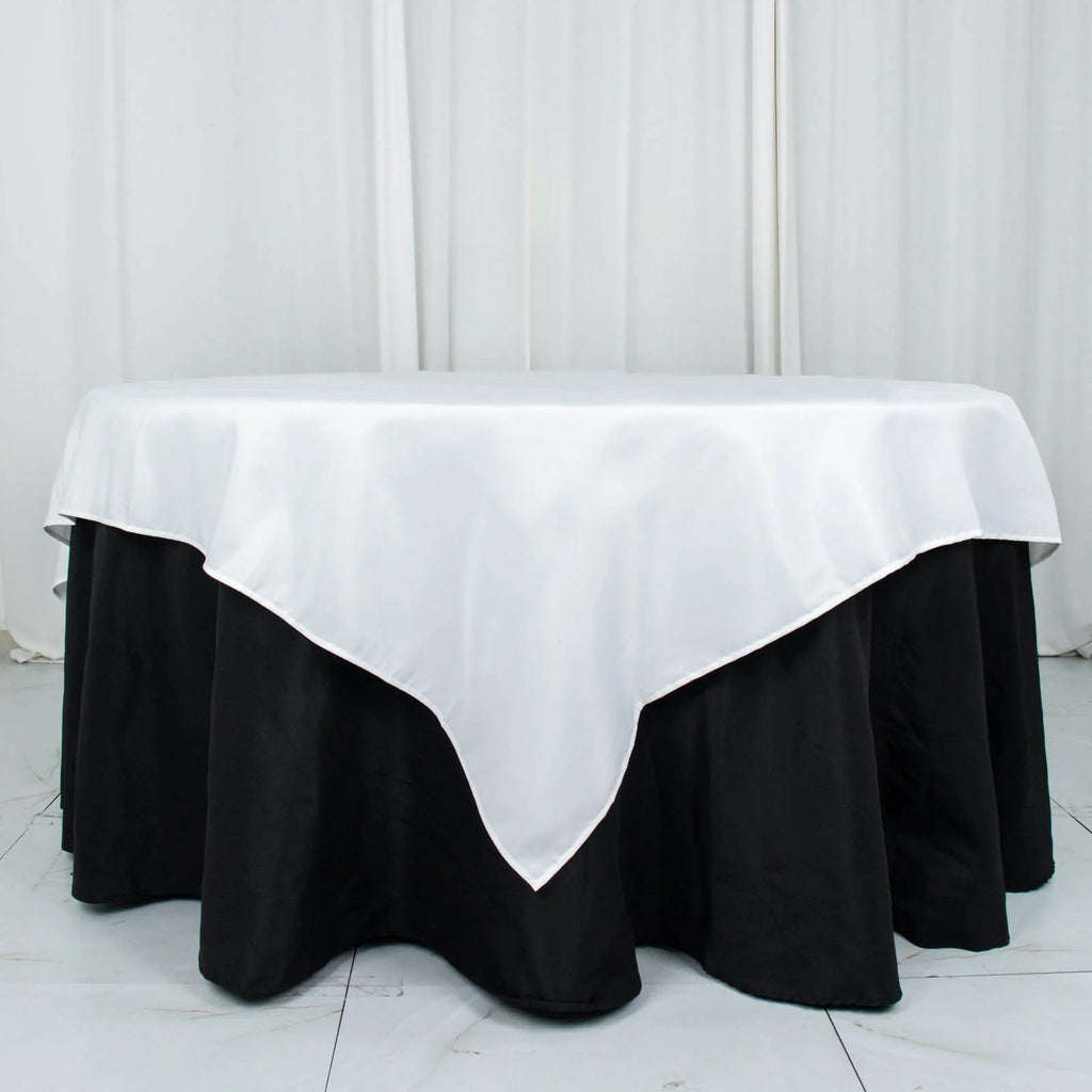 Premium Polyester 70"x70" Table Overlay Square Tablecloth White 220GSM Wrinkle-Resistant Table Cover for Stylish Gatherings