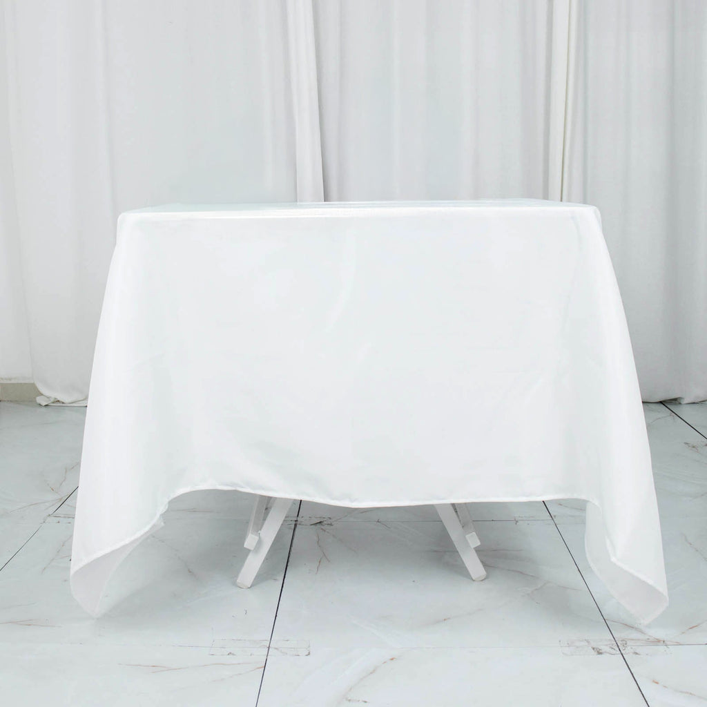 Premium Polyester Square Tablecloth 70"x70" White 220GSM Wrinkle-Resistant Table Cover for Stylish Gatherings