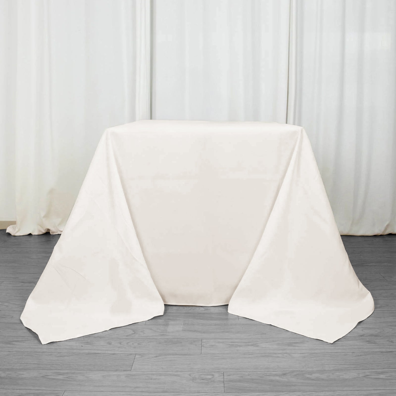 Premium Polyester Square Tablecloth 90"x90" Ivory 220GSM Wrinkle-Resistant Table Cover