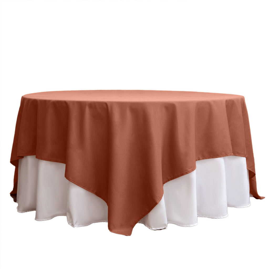 Polyester Square 90"x90" Tablecloth Terracotta (Rust) - Wrinkle-Resistant & Durable Table Cover