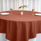Polyester Square 90"x90" Tablecloth Terracotta (Rust) - Wrinkle-Resistant & Durable Table Cover