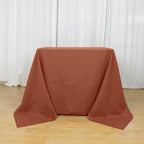 Polyester Square 90"x90" Tablecloth Terracotta (Rust) - Wrinkle-Resistant & Durable Table Cover