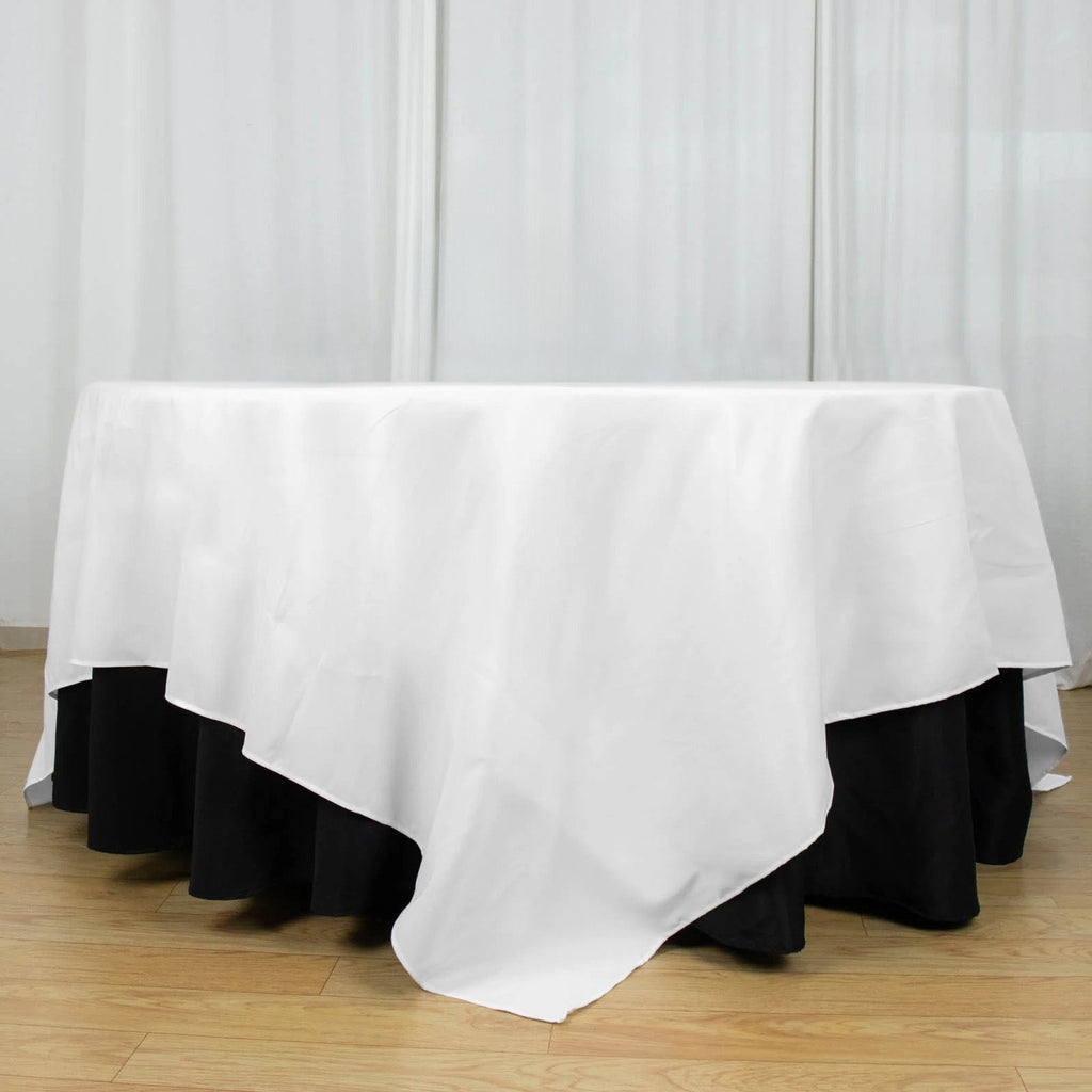 Premium Polyester 90"x90" Table Overlay Square Tablecloth White 220GSM Wrinkle-Resistant Table Cover Stylish Gatherings