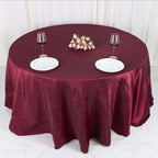 Taffeta 132" Round Tablecloth Burgundy - Seamless Accordion Crinkle Table Cover