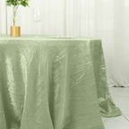 Taffeta 132" Round Tablecloth Sage Green - Seamless Accordion Crinkle Table Cover