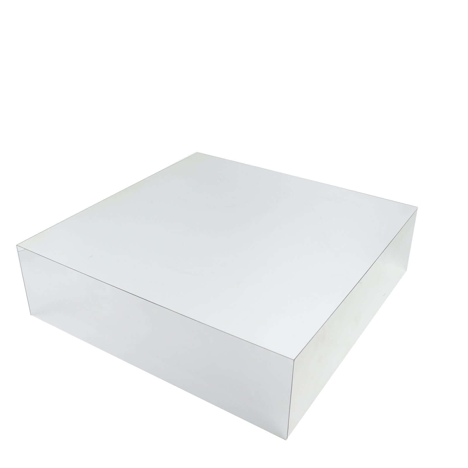 Acrylic Cake Box Stand Pedestal Riser Mirror Finish Silver - Decorative Display for Weddings 18"x18" - Bell Racket Store