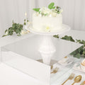 Acrylic Cake Box Stand Pedestal Riser Mirror Finish Silver - Decorative Display for Weddings 18"x18" - Bell Racket Store