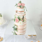 Acrylic Cake Box Stand Pedestal Riser Mirror Finish Silver - Decorative Display for Weddings 18"x18" - Bell Racket Store