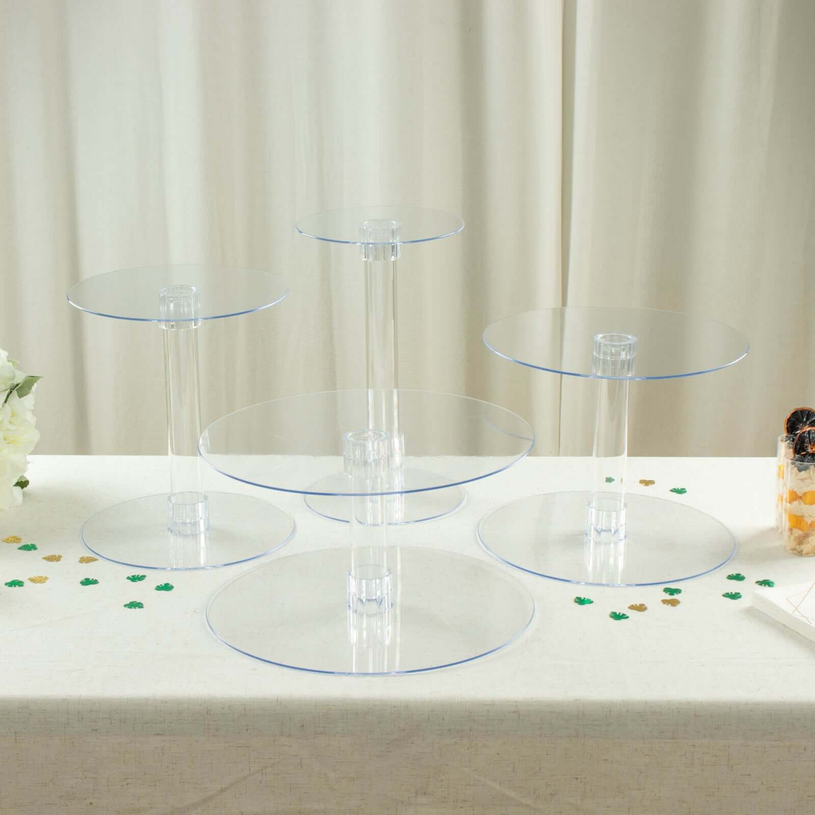 4-Tier Acrylic XL Cake Stand Set Clear - Assorted Sizes for Buffet Party Tables