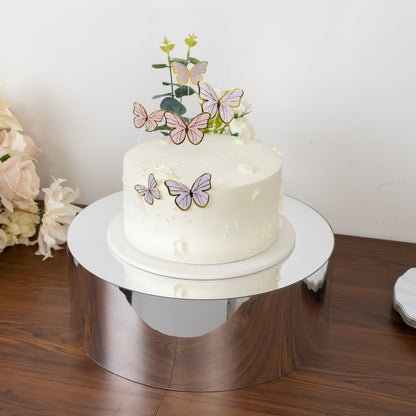 Acrylic Cake Stand Display Box 14" Round - Mirror Finish Silver, Versatile Pedestal Riser for Events - Bell Racket Store