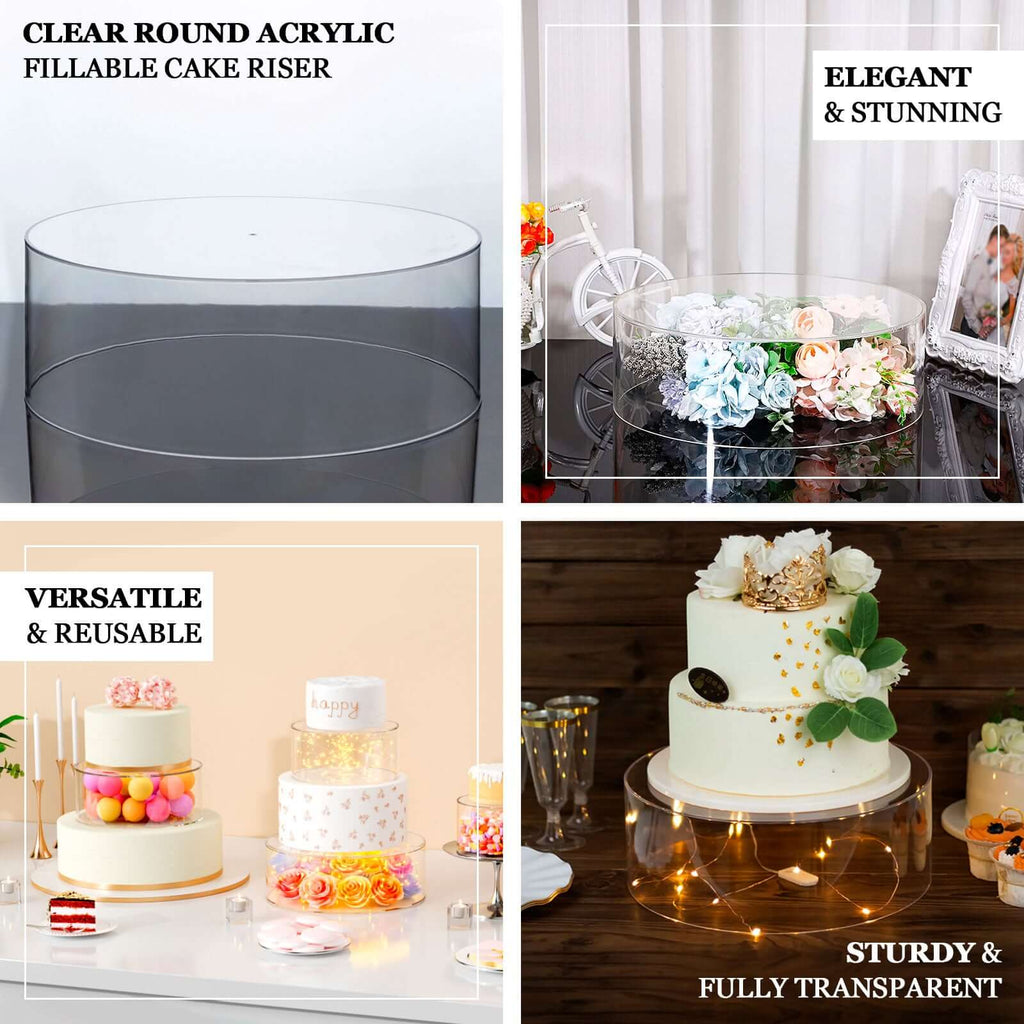 Acrylic Cake Stand Display Box Transparent Clear 14" Round - Versatile Pedestal Riser for Events - Bell Racket Store