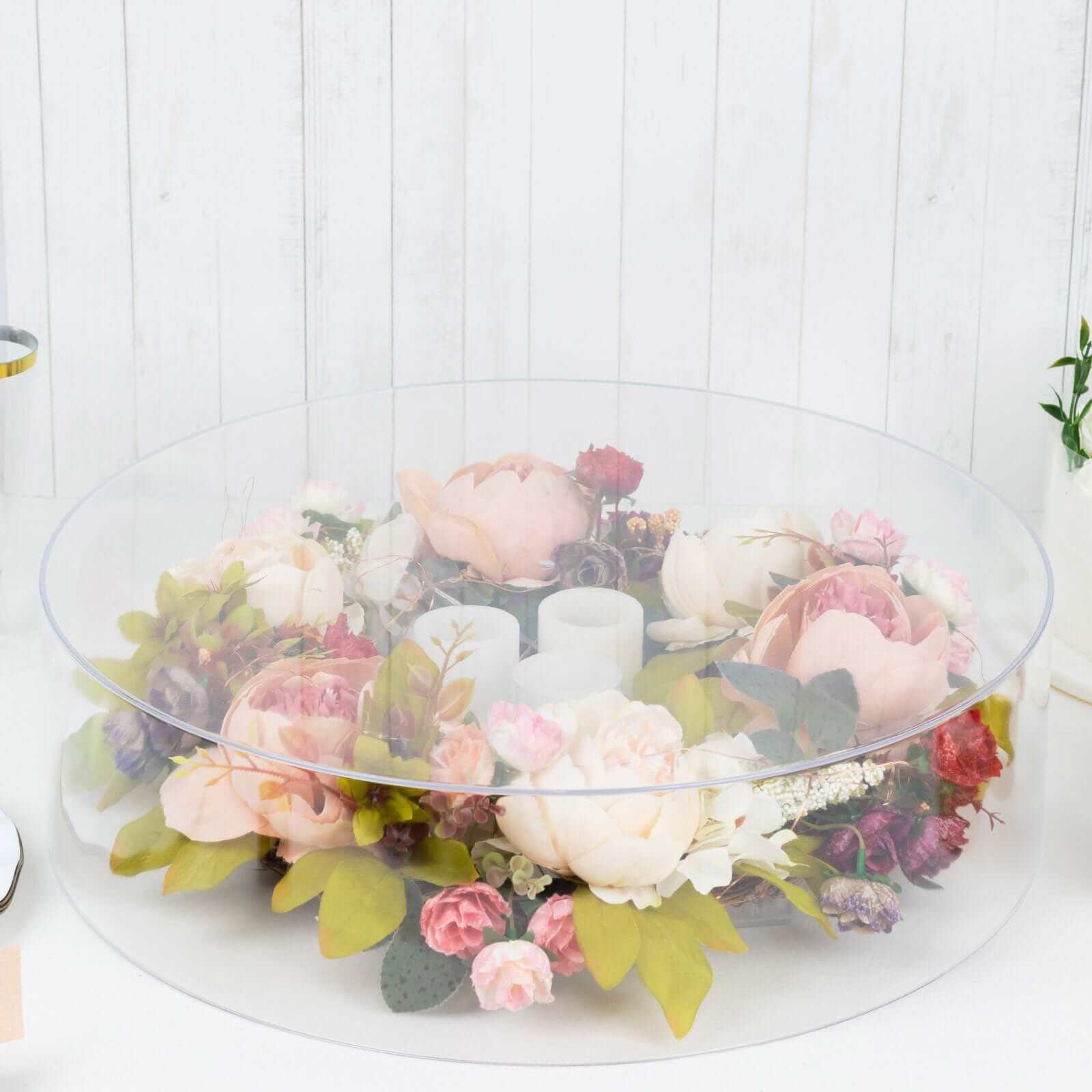 Acrylic Cake Stand Display Box Transparent Clear 18" Round - Decorative Pedestal Riser for Weddings - Bell Racket Store