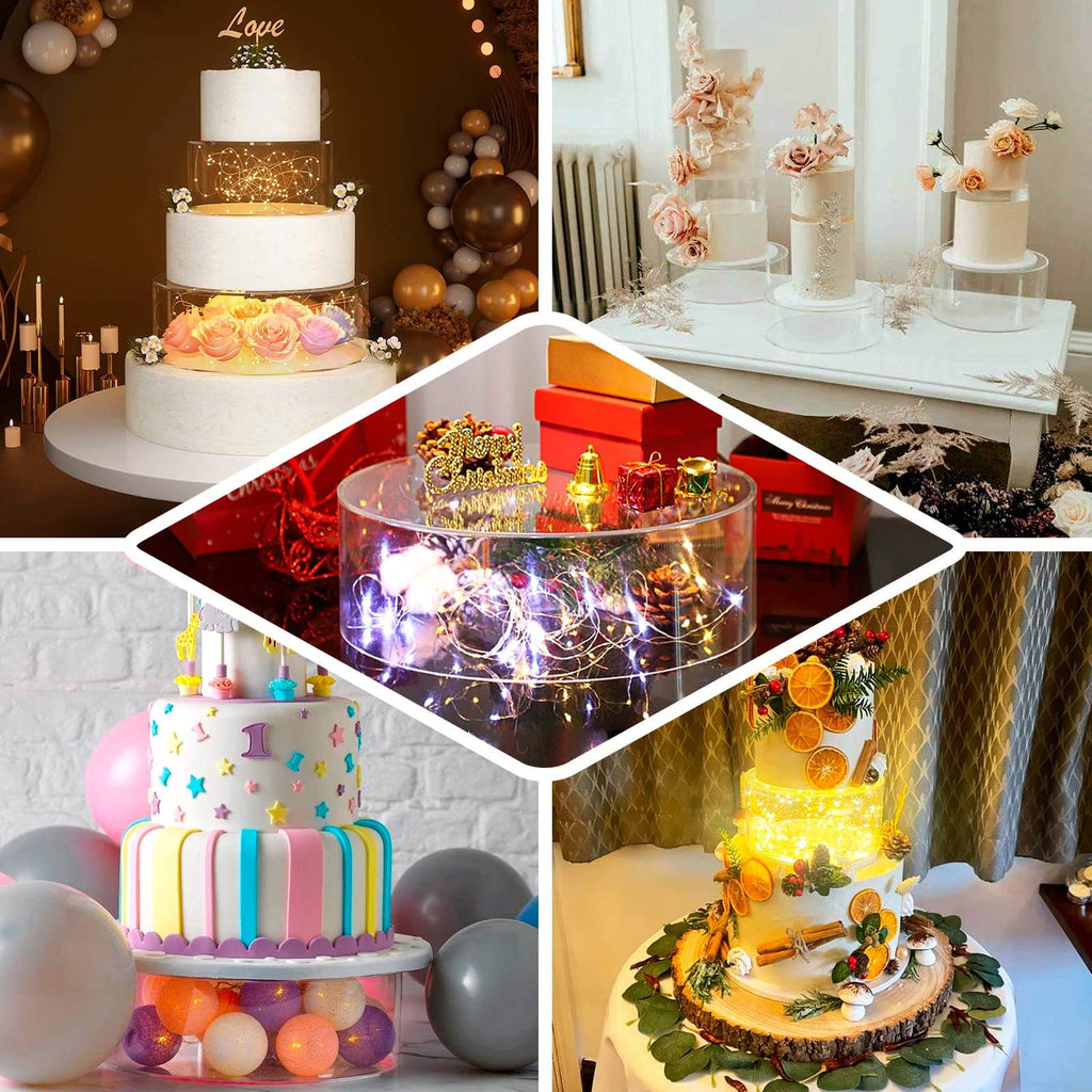 Acrylic Cake Stand Display Box Transparent Clear 18" Round - Decorative Pedestal Riser for Weddings - Bell Racket Store