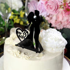 Acrylic Cake Toppers Black Silhouette Design Mr and Mrs - Wedding Cake Decoration Set 7" - Bell Racket Store