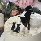 Acrylic Cake Toppers Black Silhouette Design of Bride, Groom, and Pet Dogs - Wedding Cake Decoration Set 7" - Bell Racket Store