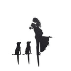 Acrylic Cake Toppers Black Silhouette Design of Bride, Groom, and Pet Dogs - Wedding Cake Decoration Set 7" - Bell Racket Store