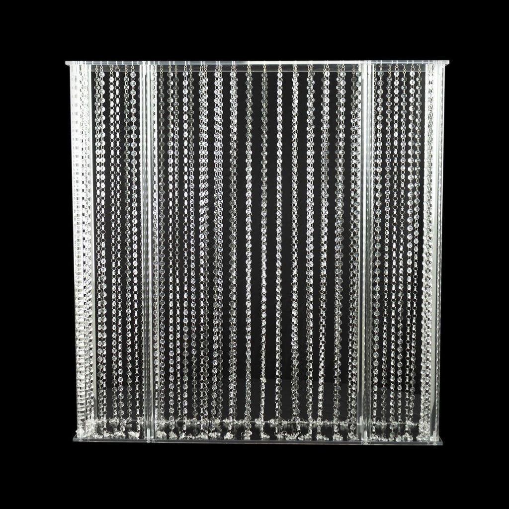Acrylic Centerpiece Stand Rectangular Design with Pre - chained Crystal Beads Clear - Durable Flower Pedestal for Table or Floor 40"x40" - Bell Racket Store