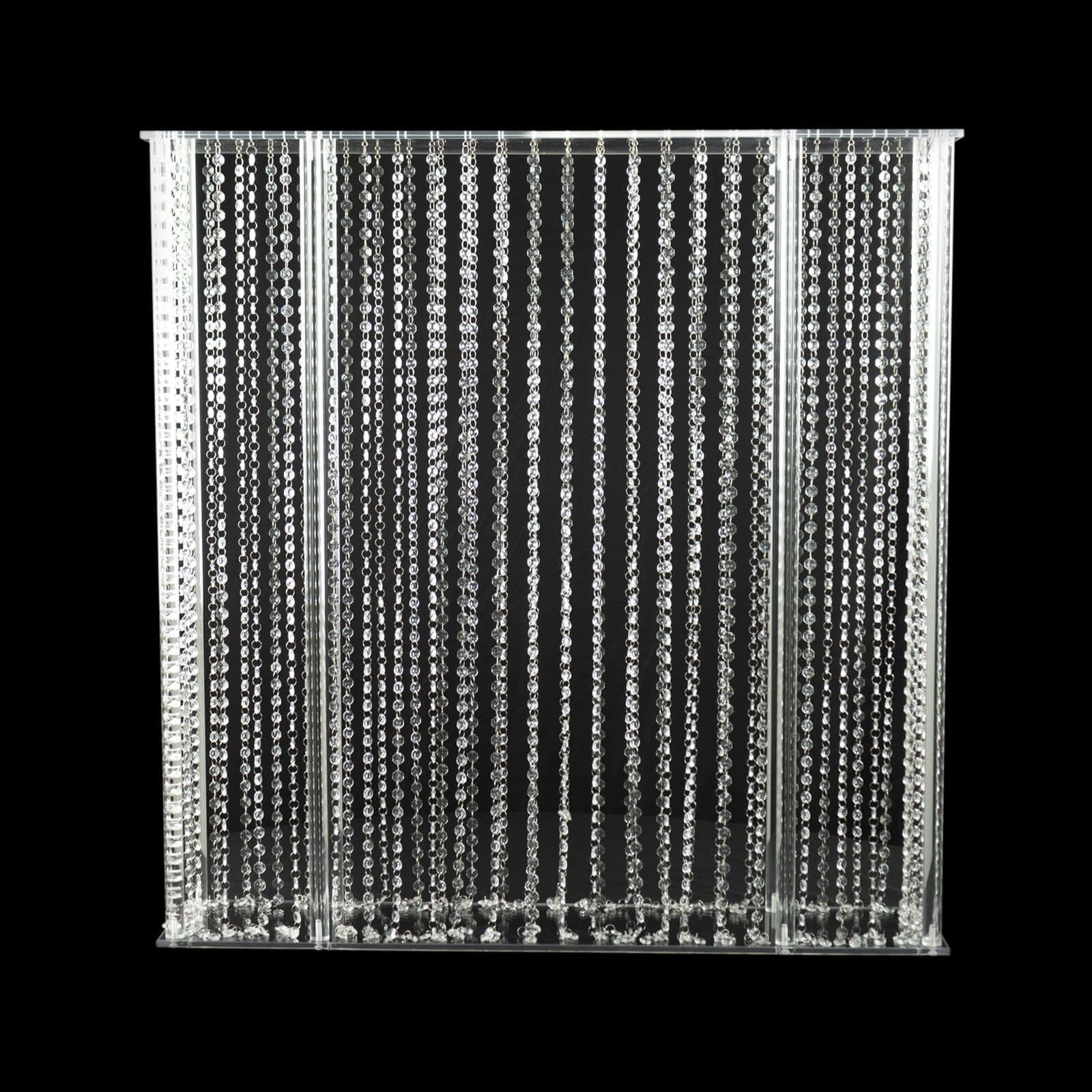 Acrylic Centerpiece Stand Rectangular Design with Pre - chained Crystal Beads Clear - Durable Flower Pedestal for Table or Floor 40"x40" - Bell Racket Store