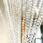 Acrylic Crystal Beaded Curtain with Fabric Rod Pocket, 43 Strands Room Divider Clear Diamond Cut Beads Doorway String Curtain - 5ftx12ft - Bell Racket Store