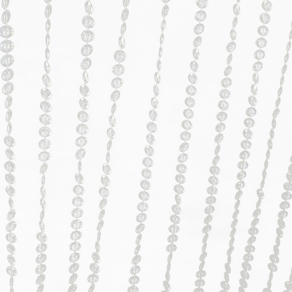 Acrylic Crystal Beaded Curtain with Fabric Rod Pocket, 43 Strands Room Divider Clear Diamond Cut Beads Doorway String Curtain - 5ftx12ft - Bell Racket Store