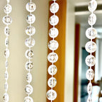 Acrylic Crystal Beaded Curtain with Fabric Rod Pocket, 43 Strands Room Divider Clear Diamond Cut Beads Doorway String Curtain - 5ftx12ft - Bell Racket Store