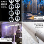 Acrylic Crystal Beaded Curtain with Fabric Rod Pocket, 43 Strands Room Divider Clear Diamond Cut Beads Doorway String Curtain - 5ftx12ft - Bell Racket Store