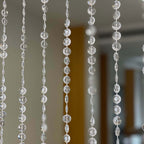 Acrylic Crystal Beaded Curtain with Fabric Rod Pocket, 43 Strands Room Divider Clear Diamond Cut Beads Doorway String Curtain - 5ftx16ft - Bell Racket Store