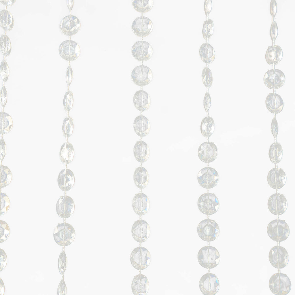 Acrylic Crystal Beaded Curtain with Fabric Rod Pocket, 43 Strands Room Divider Clear Diamond Cut Beads Doorway String Curtain - 5ftx16ft - Bell Racket Store