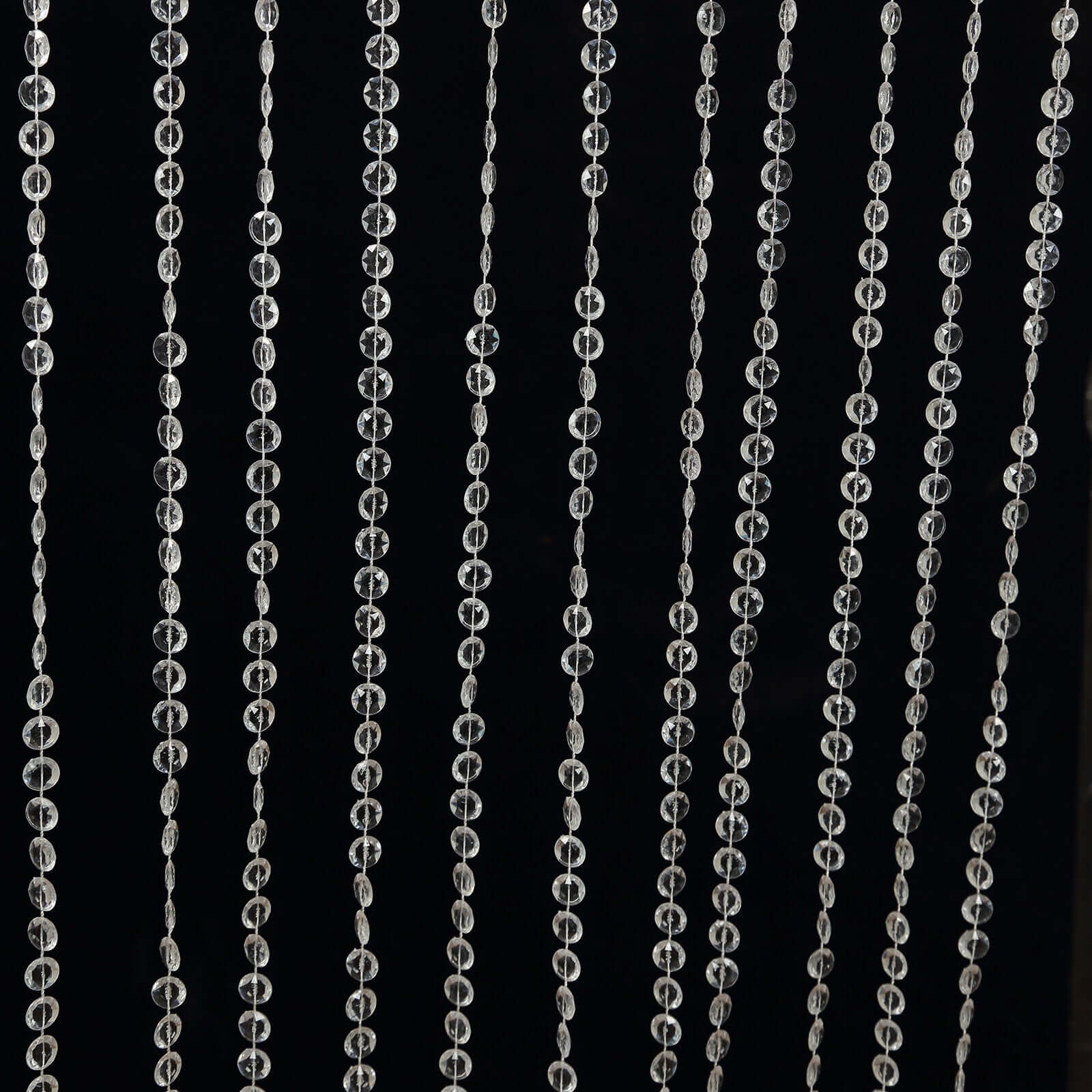 Acrylic Crystal Beaded Curtain with Fabric Rod Pocket, 43 Strands Room Divider Clear Diamond Cut Beads Doorway String Curtain - 5ftx16ft - Bell Racket Store