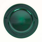 6-Pack Acrylic Round Charger Plates 13" in Hunter Emerald Green with Beaded Rim, Dinner Charger Event Tabletop Decor