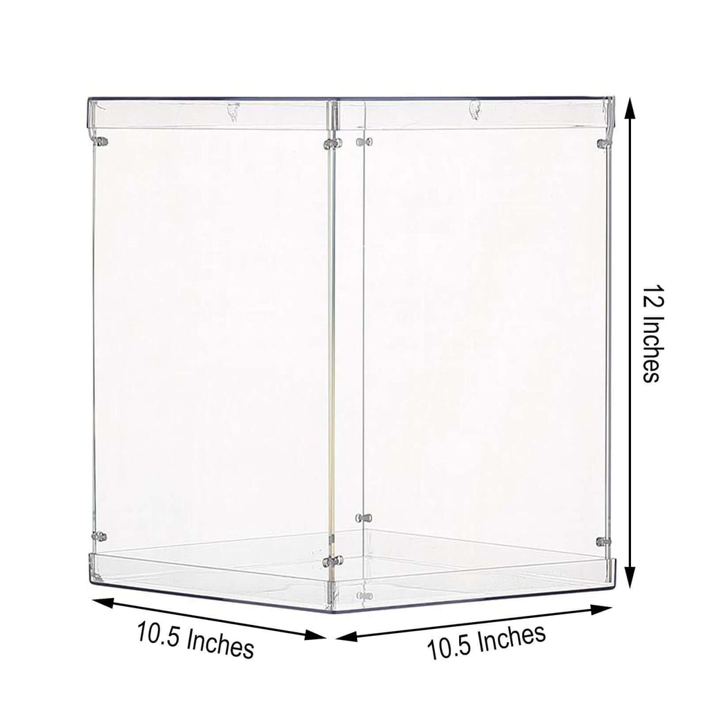 12" Clear Mirrored Acrylic Display Box, Transparent Pedestal Riser with Interchangeable Lid and Base