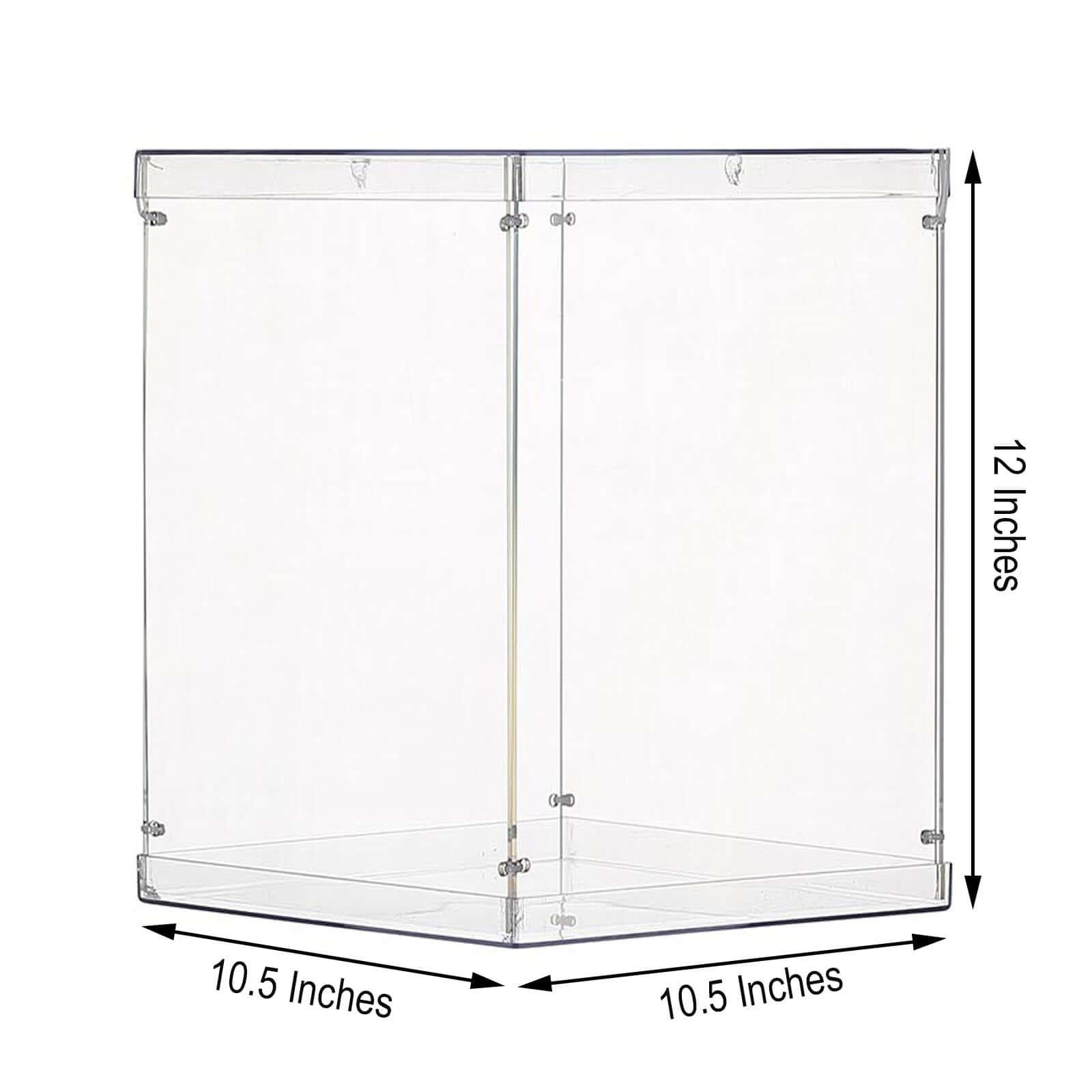 12" Clear Mirrored Acrylic Display Box, Transparent Pedestal Riser with Interchangeable Lid and Base