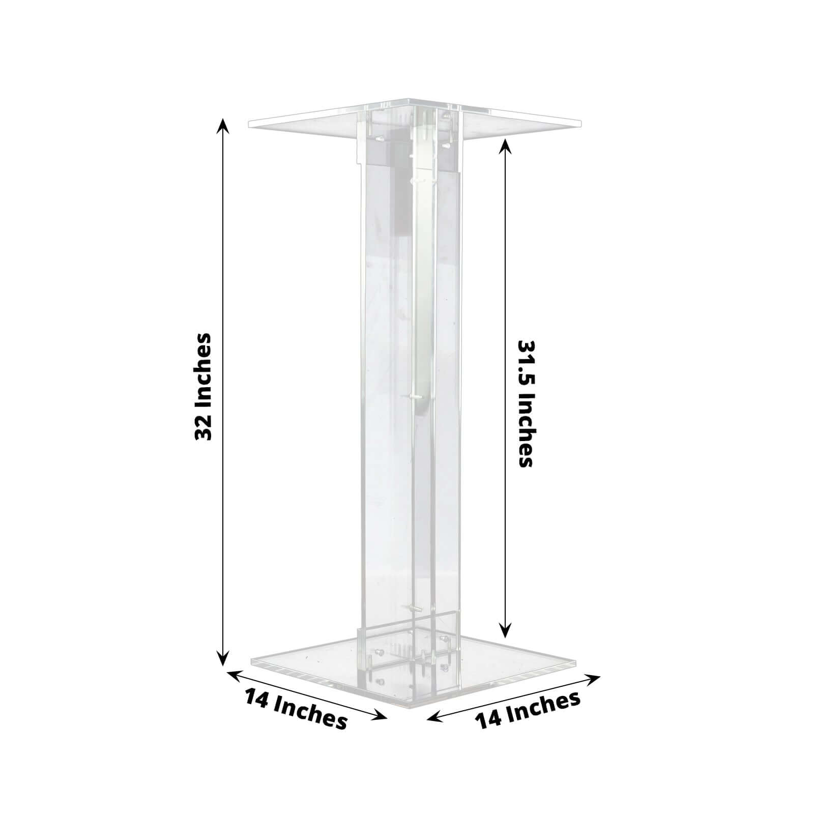 Acrylic Display Stand Flower Pedestal with Square Bases Clear - Durable 10mm Thick Table Centerpiece 32" - Bell Racket Store
