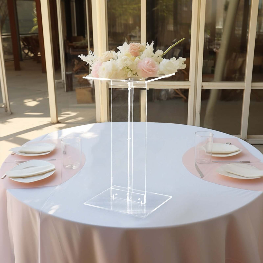 Acrylic Display Stand Flower Pedestal with Square Bases Clear - Durable 10mm Thick Wedding Centerpiece 24" - Bell Racket Store