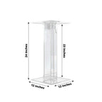 Acrylic Display Stand Flower Pedestal with Square Bases Clear - Durable 10mm Thick Wedding Centerpiece 24" - Bell Racket Store