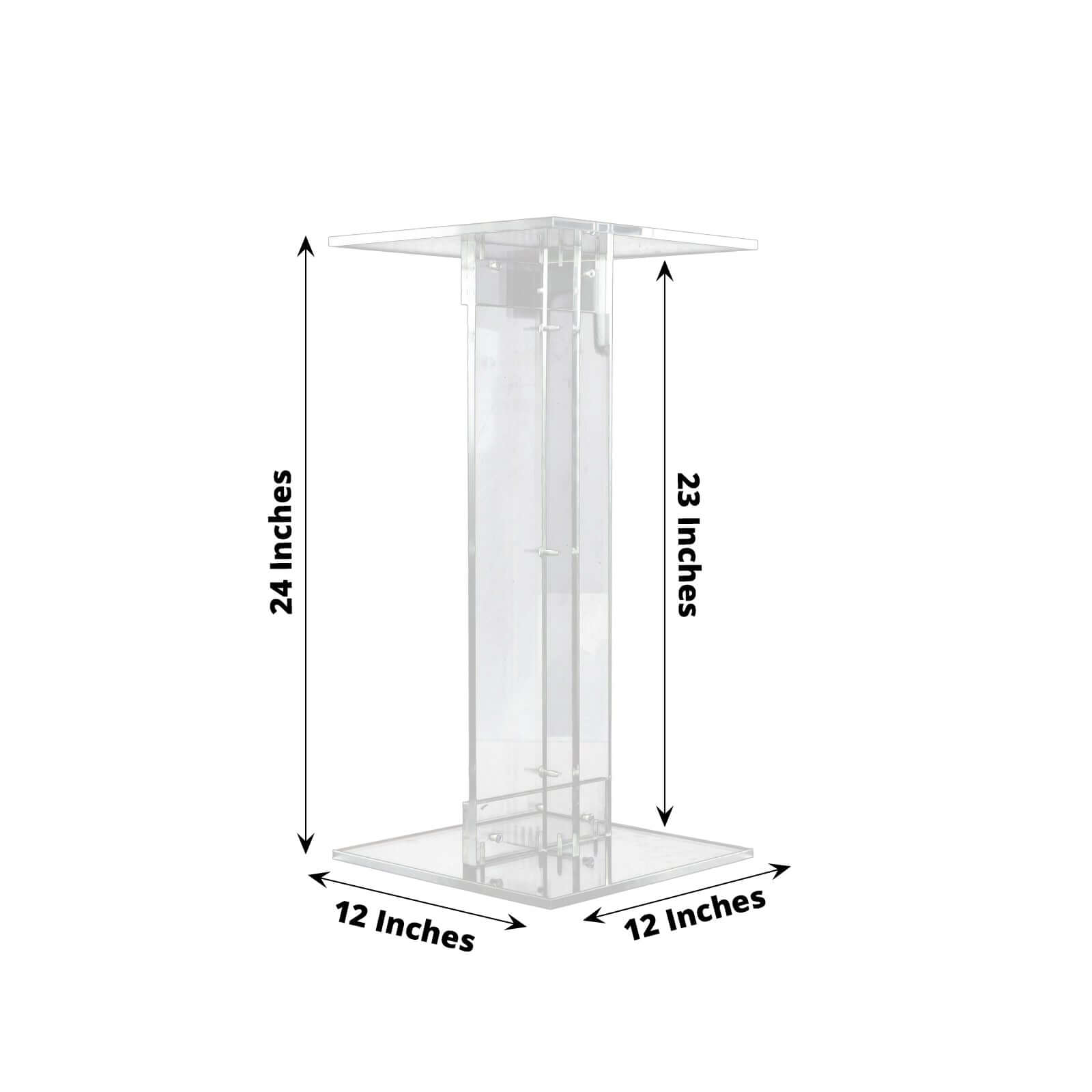 Acrylic Display Stand Flower Pedestal with Square Bases Clear - Durable 10mm Thick Wedding Centerpiece 24" - Bell Racket Store