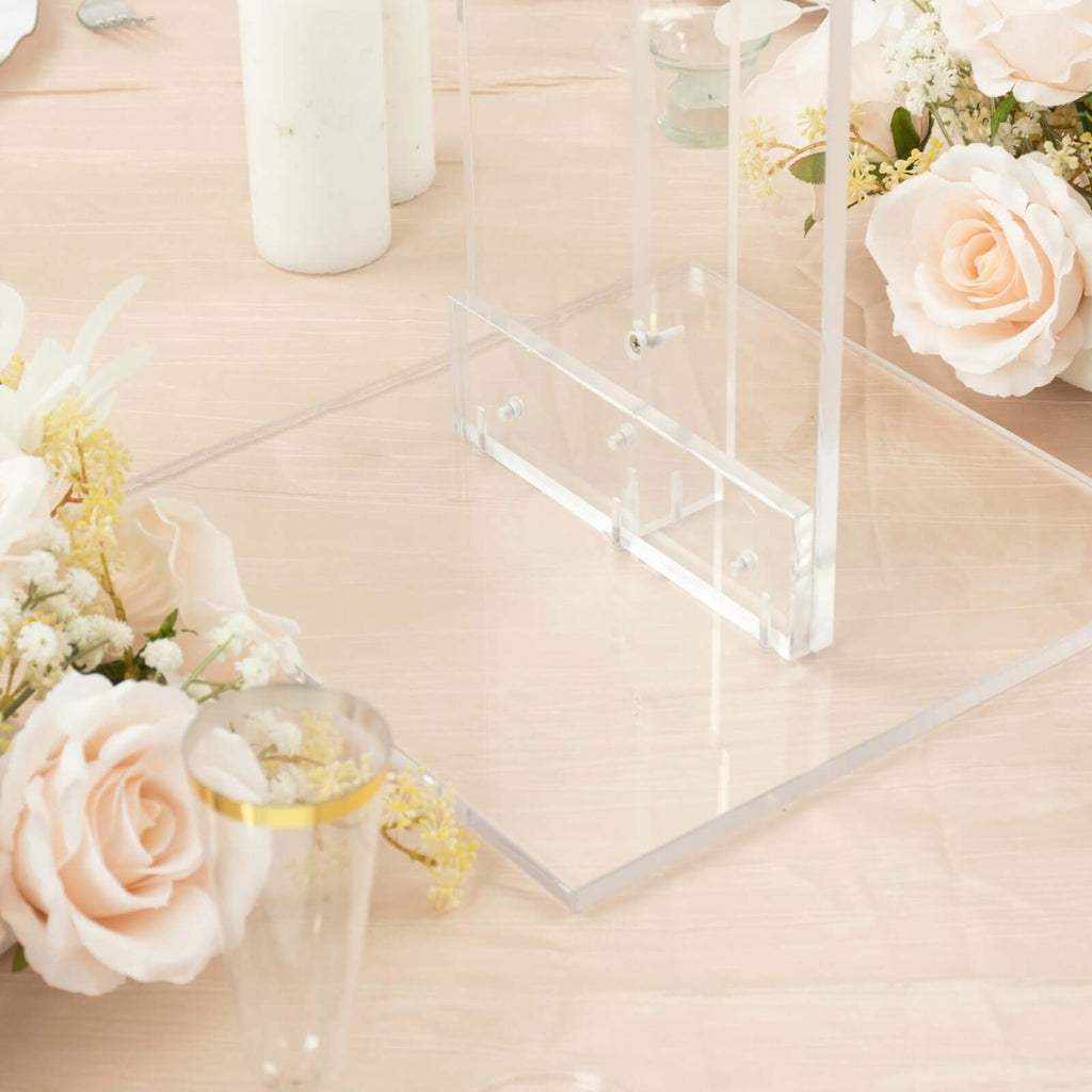 Acrylic Display Stand Flower Pedestal with Square Bases Clear - Durable 10mm Thick Wedding Centerpiece 24" - Bell Racket Store