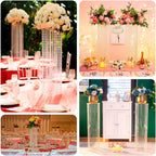 Acrylic Flower Pedestal Vase Pillar Stand with Crystal Beads Clear - Decorative Wedding Floor Centerpiece 32" - Bell Racket Store