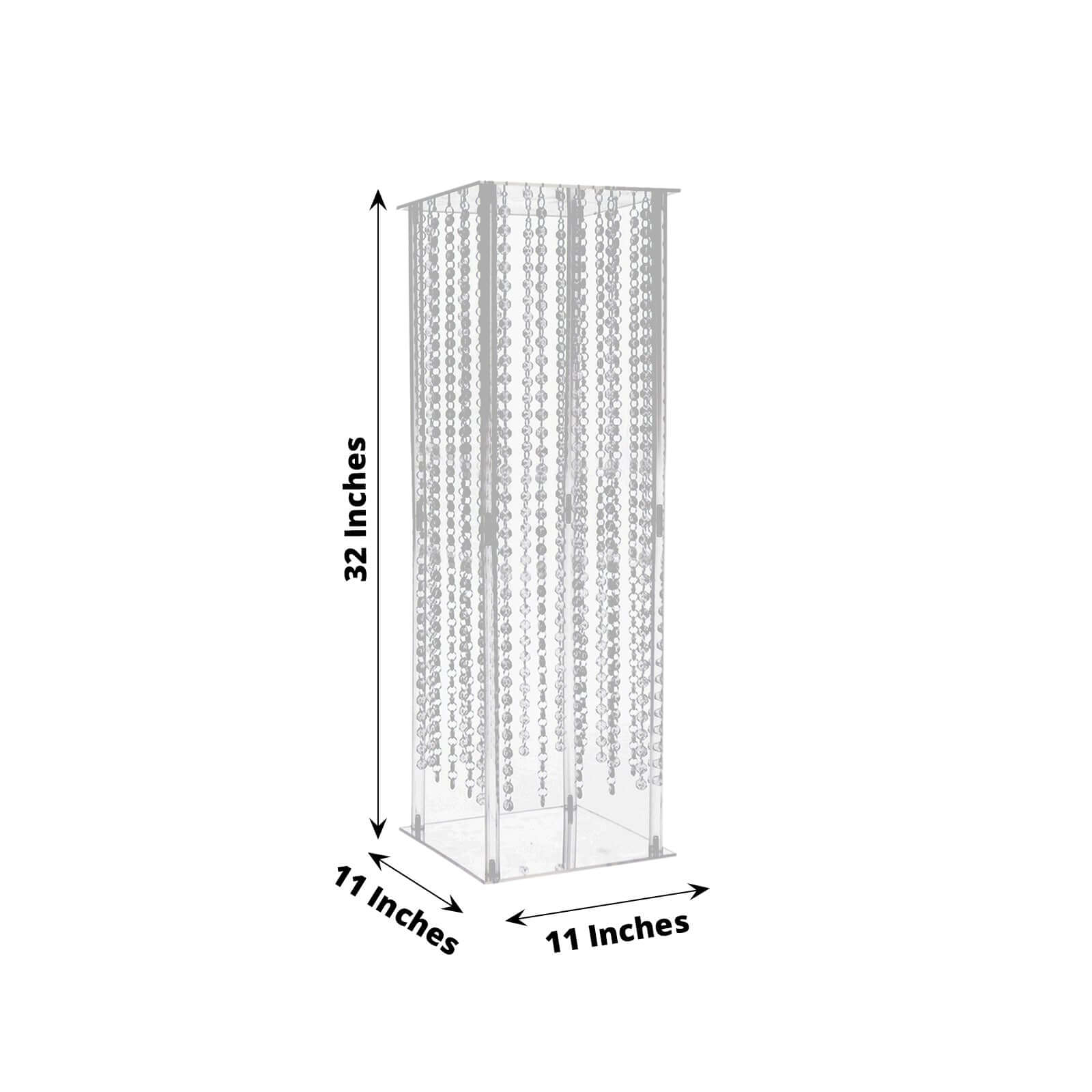 Acrylic Flower Pedestal Vase Pillar Stand with Crystal Beads Clear - Decorative Wedding Floor Centerpiece 32" - Bell Racket Store