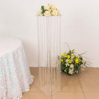 Acrylic Flower Pedestal Vase Pillar Stand with Crystal Beads Clear - Durable Wedding Floor Centerpiece for Large Displays 48" - Bell Racket Store