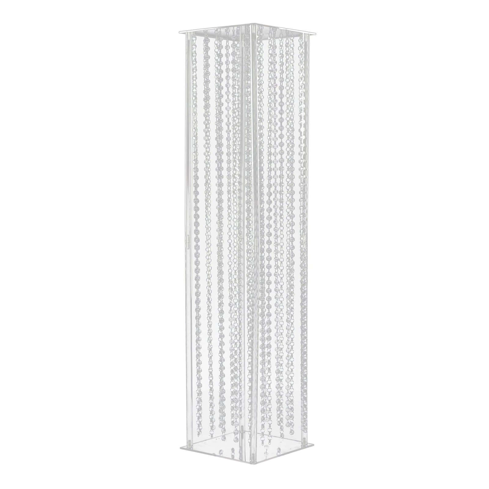 Acrylic Flower Pedestal Vase Pillar Stand with Crystal Beads Clear - Durable Wedding Floor Centerpiece for Large Displays 48" - Bell Racket Store