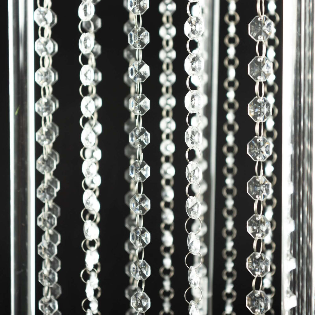 Acrylic Flower Pedestal Vase Pillar Stand with Crystal Beads Clear - Durable Wedding Floor Centerpiece for Large Displays 48" - Bell Racket Store